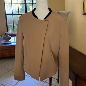 Ann Taylor jacket. Camel with black trim. Size 12. Hidden buttons.